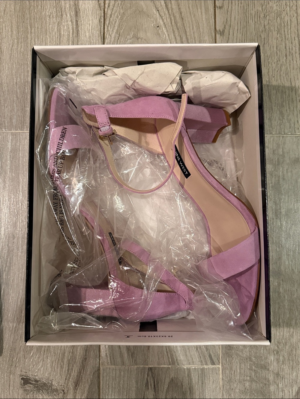 Nine West Lavender Suede Block Heel Sandals with Ankle Strap